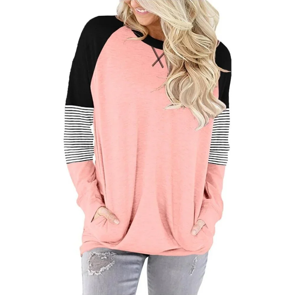 Womens Crewneck Sweatshirt Long Sleeve Casual Loose Fit Top Plus Size